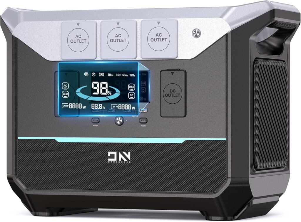 DARAN Portable Power Station 600W (1200W Peak), 288Wh (90,000mAh) Solar Generator LiFePO4 Battery with AC DC Outlets, 2hrs Fast Charging, 7-Port Design for Emergency, Hurricane (Solar Optional)