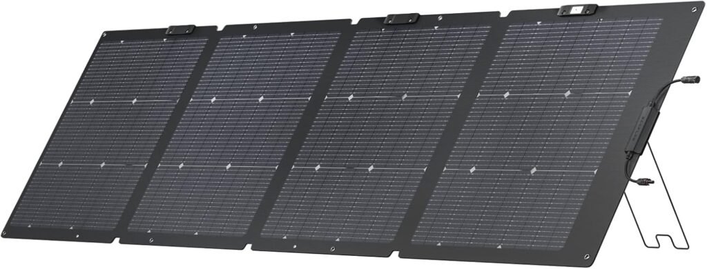 EF ECOFLOW 220W Portable Solar Panel, Bifacial Design Up to 25% Conversion Efficiency N-Type Solar Cell, with Adjustable Kickstand, IP68 Waterproof, Foldable Solar Panel for Camping RVing Home Backup