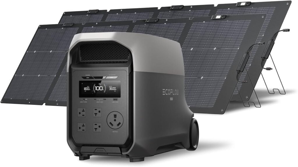EF ECOFLOW DELTA 3 Ultra Portable Power Station with 2X220W Solar Panels, 3072Wh LiFePO4 Battery, 3600W (Surge 7200W) Output, Solar Generator for Home Use, Camping Accessories, Emergencies RV Backup EF ECOFLOW DELTA 3 Ultra Portable Power Station with 2X220W Solar Panels, 3072Wh LiFePO4 Battery, 3600W (Surge 7200W) Output, Solar Generator for Home Use, Camping Accessories, Emergencies RV Backup