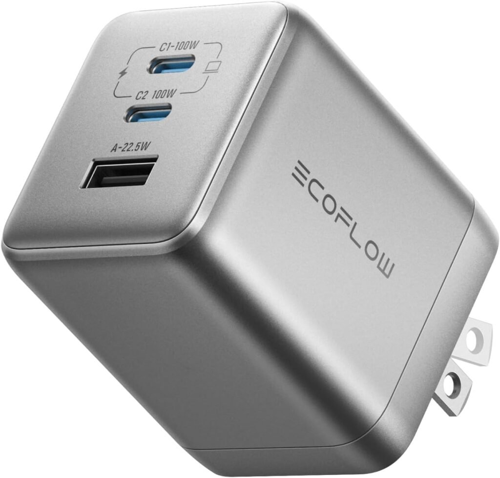 EF EcoFlow Rapid Pro Charger (100W, 3 Ports), 100W (Max) USB-C, 3 in 1 Multi-Device Charger