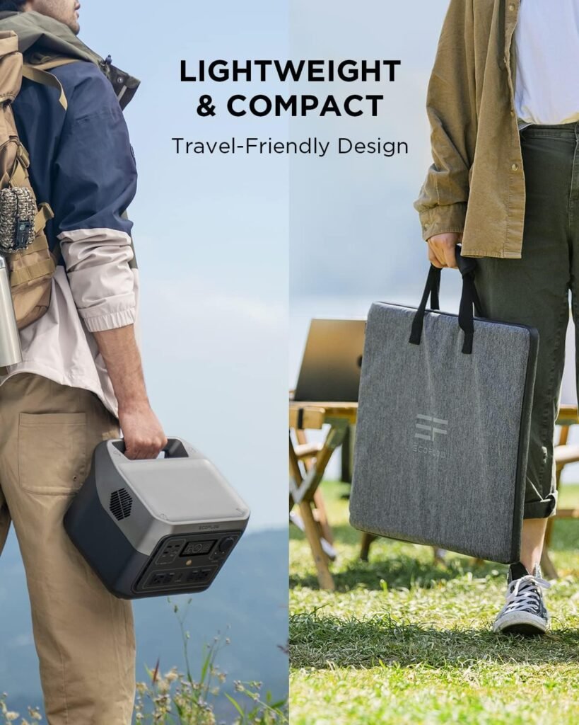 EF ECOFLOW River 2 Max Solar Generator 512Wh Long-Life LiFePO4 Portable Power Station 160W Solar Panel for Home Backup Power, Camping  RVs 100% Charged in 60m with 3000+ Cycles  Up to 1000W Output