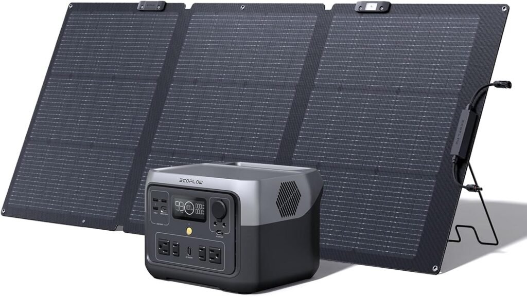 EF ECOFLOW River 2 Max Solar Generator 512Wh Long-Life LiFePO4 Portable Power Station 160W Solar Panel for Home Backup Power, Camping  RVs 100% Charged in 60m with 3000+ Cycles  Up to 1000W Output