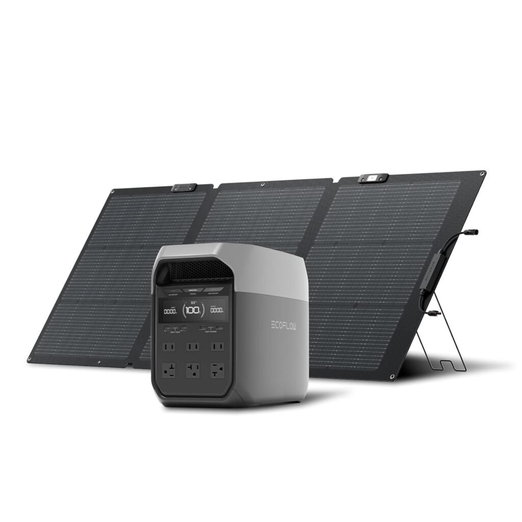 EF ECOFLOW Solar Generator DELTA 2 with 220W Solar Panel, 1024Wh LFP(LiFePO4) Battery, 1800W AC/100W USB-C Output, Fast Charging Portable Power Station for Home Backup Power, Camping  RVs