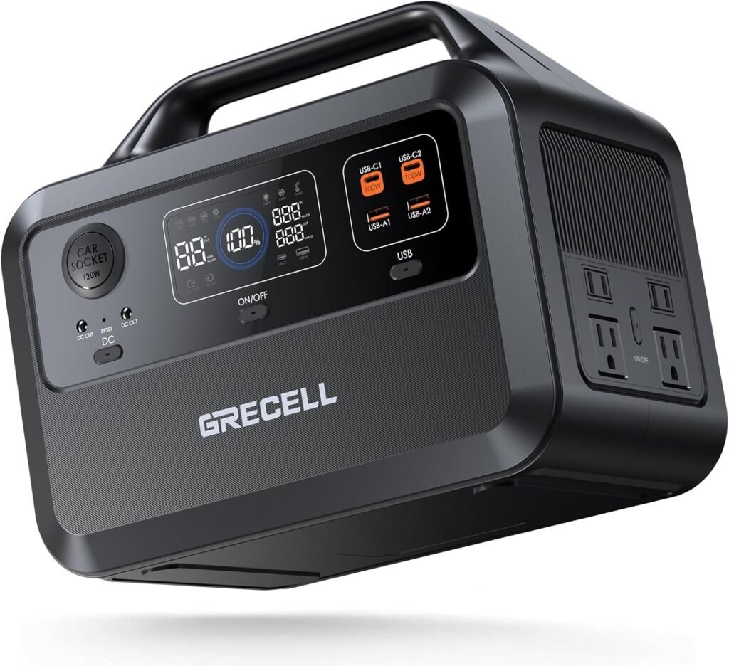 GRECELL Portable Power Station 300W, 288Wh Lithium Battery, 60W Fast Charging, Up to 300W(Peak 600W) AC Outlets, Solar Generator for Outdoor Camping RVs Home Use