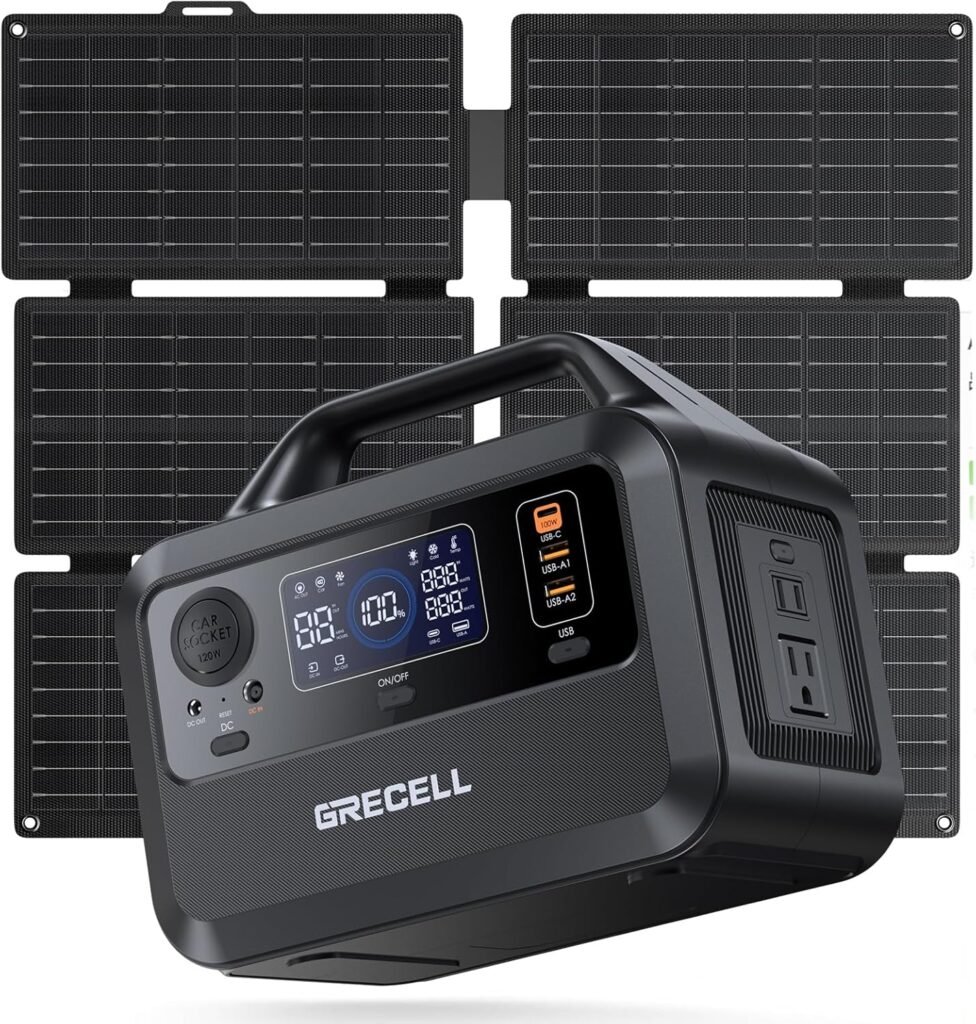 GRECELL Portable Power Station 300W, 288Wh Lithium Battery, 60W Fast Charging, Up to 300W(Peak 600W) AC Outlets, Solar Generator for Outdoor Camping RVs Home Use