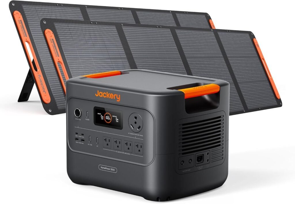 Jackery HomePower 3000 Portable Power Station with 2X 200W Solar Panels, 3600W (Surge 7200W) Output, 3072Wh LFP Battery Solar Generator, Essential Backup for Home Use, Power Outage, RV, Emergencies