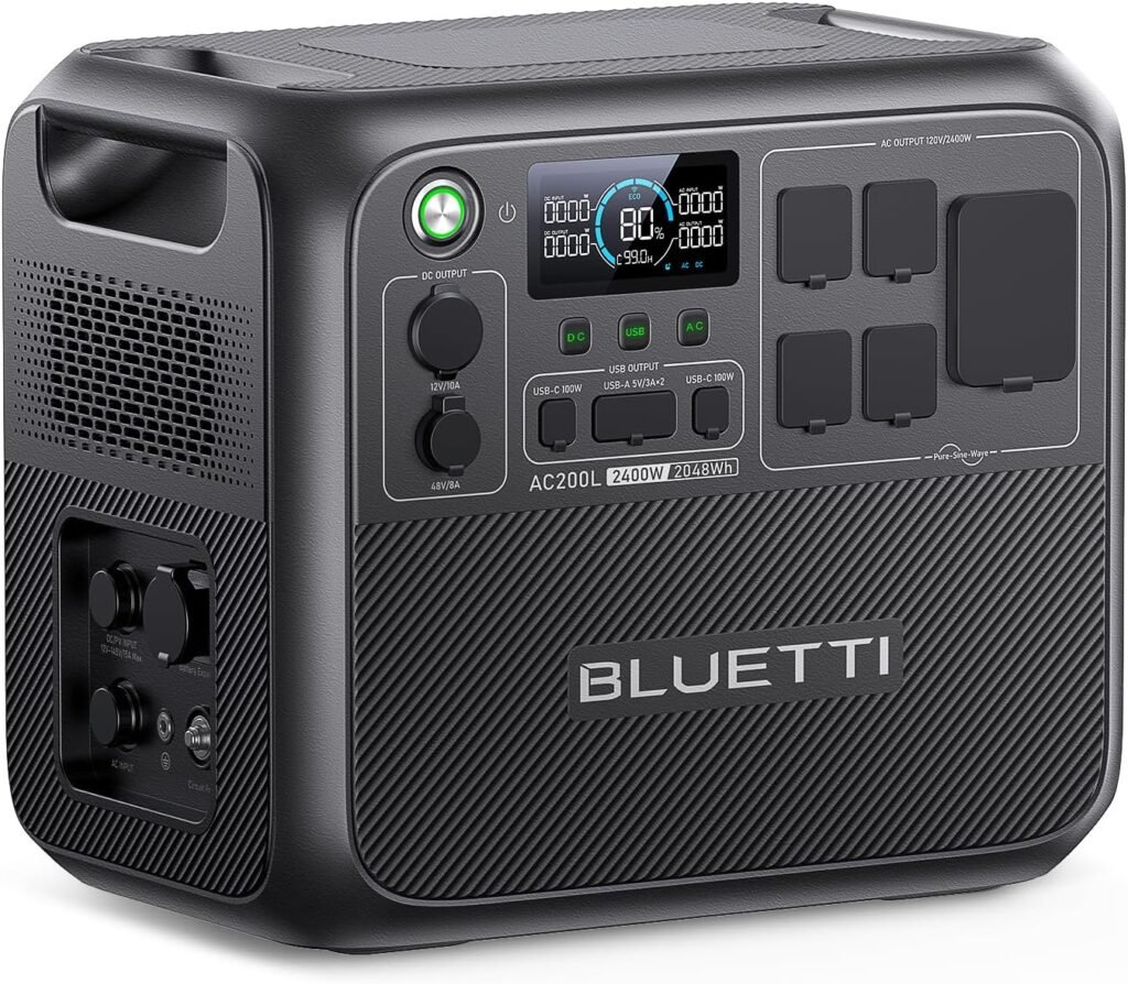 BLUETTI AC200L Portable Power Station, 2048Wh LiFePO4 Battery Backup, Expandable to 8192Wh w/ 2400W AC Outlets (3600W Power Lifting), 30A RV Output, Solar Generator for Camping, Home Use, Emergency BLUETTI AC200L Portable Power Station, 2048Wh LiFePO4 Battery Backup, Expandable to 8192Wh w/ 2400W AC Outlets (3600W Power Lifting), 30A RV Output, Solar Generator for Camping, Home Use, Emergency