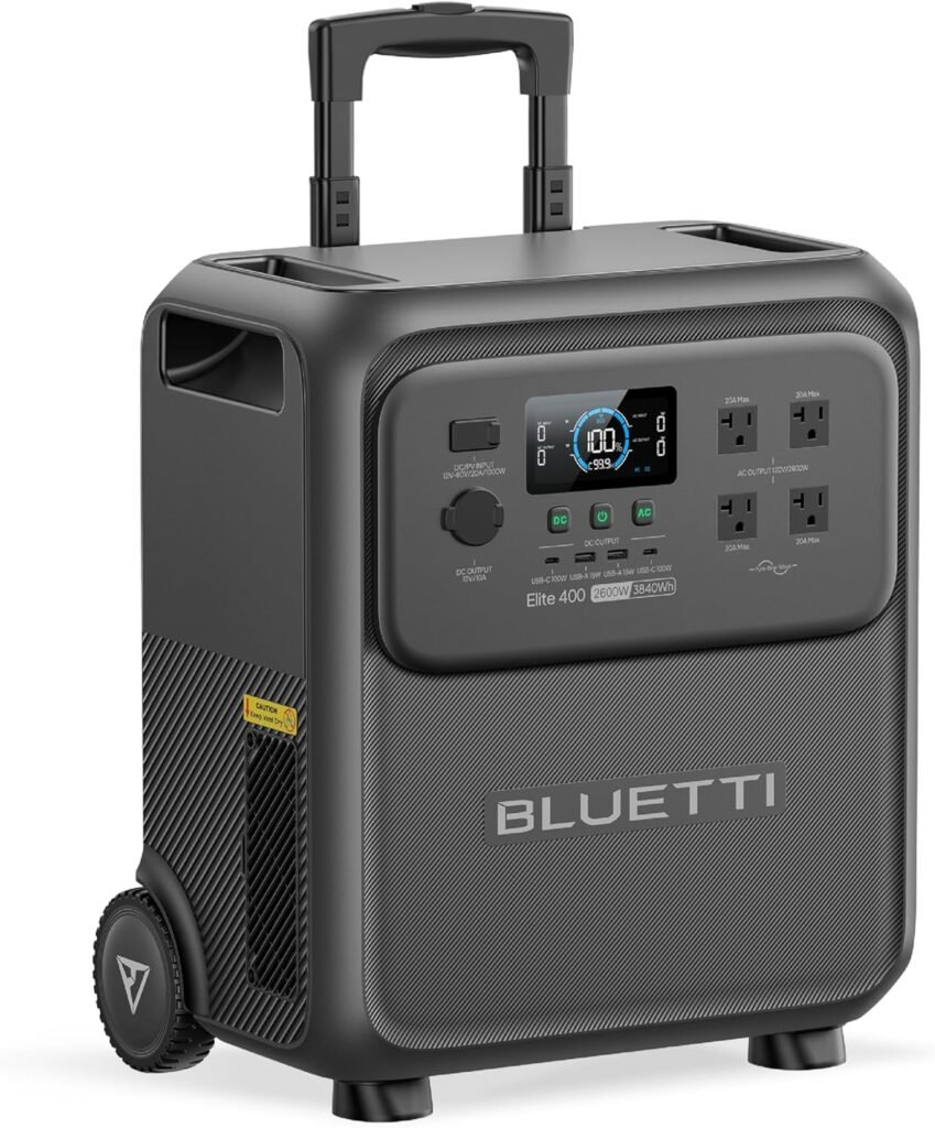 BLUETTI Elite Portable Power Station, 3840Wh LFP Batttery Backup with 2600W AC Outlets (3900W Power Lifting), High Capacity Solar Generator with Wheels for Home Backup, Outage, RV Life, Camping