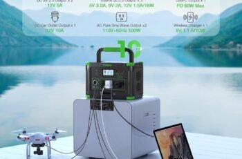 300W Portable Power Station with 100W Foldable Solar Panel, 288Wh Solar Generator AC Outlet, MC-4 Solar Battery Charger, 60W USB-C PD Fast Charging for Outdoor Camping, Home Emergency, RV Travel, Van