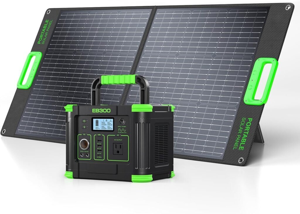 300W Portable Power Station with 100W Foldable Solar Panel, 288Wh Solar Generator AC Outlet, MC-4 Solar Battery Charger, 60W USB-C PD Fast Charging for Outdoor Camping, Home Emergency, RV Travel, Van 300W Portable Power Station with 100W Foldable Solar Panel, 288Wh Solar Generator AC Outlet, MC-4 Solar Battery Charger, 60W USB-C PD Fast Charging for Outdoor Camping, Home Emergency, RV Travel, Van
