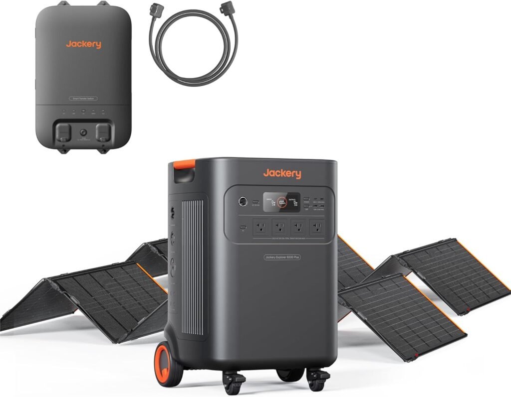 Jackery Solar Generator Plus Portable Power Station with 2x 500W and Smart Transfer Switch, 5040Wh Power Station, 7200W AC Output Solar Generator for Home Use, Emergency Backup Jackery Solar Generator Plus Portable Power Station with 2x 500W and Smart Transfer Switch, 5040Wh Power Station, 7200W AC Output Solar Generator for Home Use, Emergency Backup