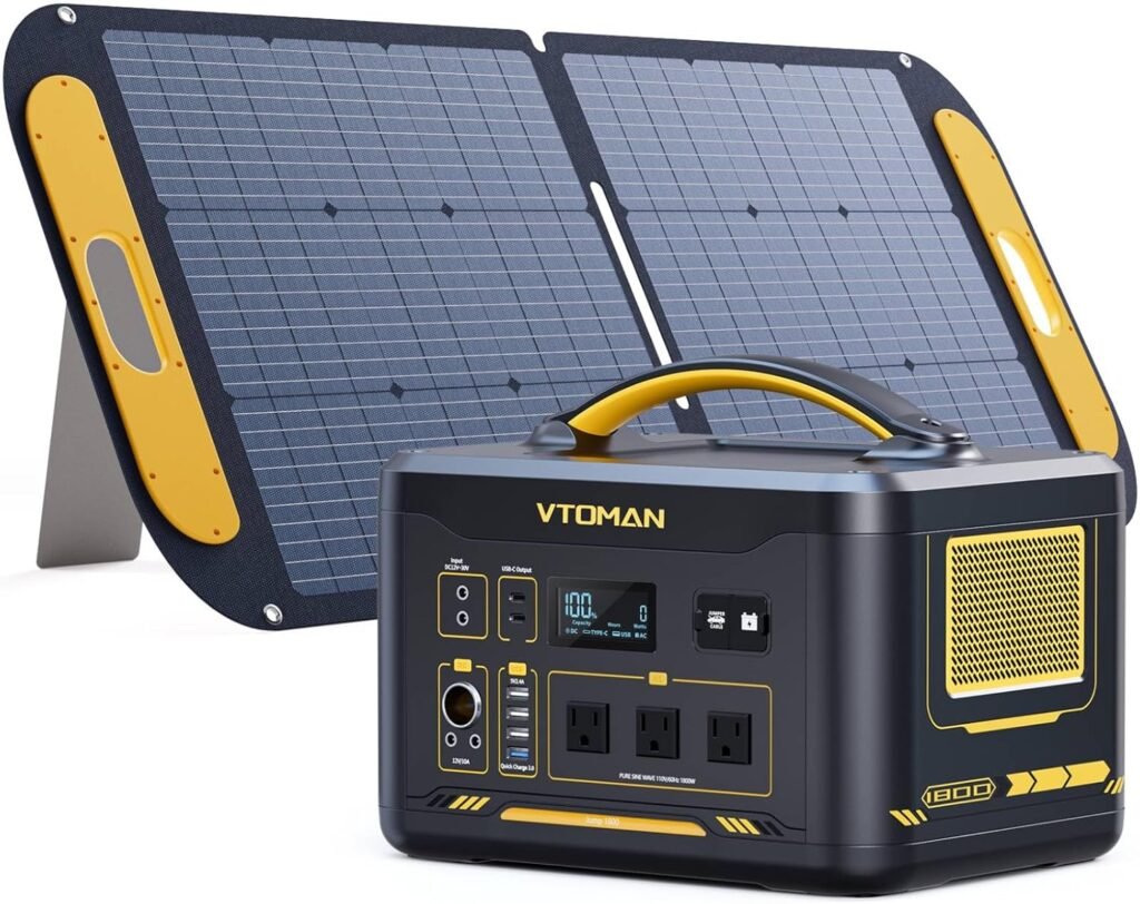 VTOMAN Jump Portable Power Station with 110W Solar Panel, 1800W/1548Wh LiFePO4 Battery Solar Generator with 1800W Constant-Power, PD 100W Type-C, Capacity Expandable for Camping, Home Backup VTOMAN Jump Portable Power Station with 110W Solar Panel, 1800W/1548Wh LiFePO4 Battery Solar Generator with 1800W Constant-Power, PD 100W Type-C, Capacity Expandable for Camping, Home Backup