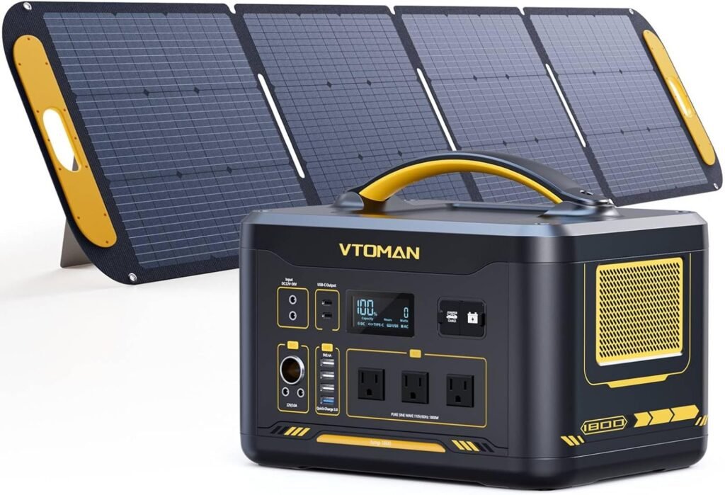 VTOMAN Jump Portable Power Station with 110W Solar Panel, 1800W/1548Wh LiFePO4 Battery Solar Generator with 1800W Constant-Power, PD 100W Type-C, Capacity Expandable for Camping, Home Backup VTOMAN Jump Portable Power Station with 110W Solar Panel, 1800W/1548Wh LiFePO4 Battery Solar Generator with 1800W Constant-Power, PD 100W Type-C, Capacity Expandable for Camping, Home Backup