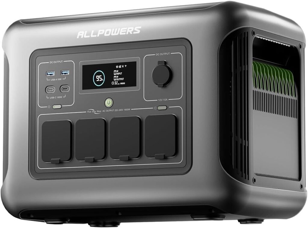 ALLPOWERS R1500 LITE Portable Power Station, 1056Wh LiFePO4 Battery for Home Backup Power, 1600W AC /100W USB-C Output(Peak 3200W), Solar Generator for Camping, Party, RV(Optional Solar Panel) ALLPOWERS R1500 LITE Portable Power Station, 1056Wh LiFePO4 Battery for Home Backup Power, 1600W AC /100W USB-C Output(Peak 3200W), Solar Generator for Camping, Party, RV(Optional Solar Panel)