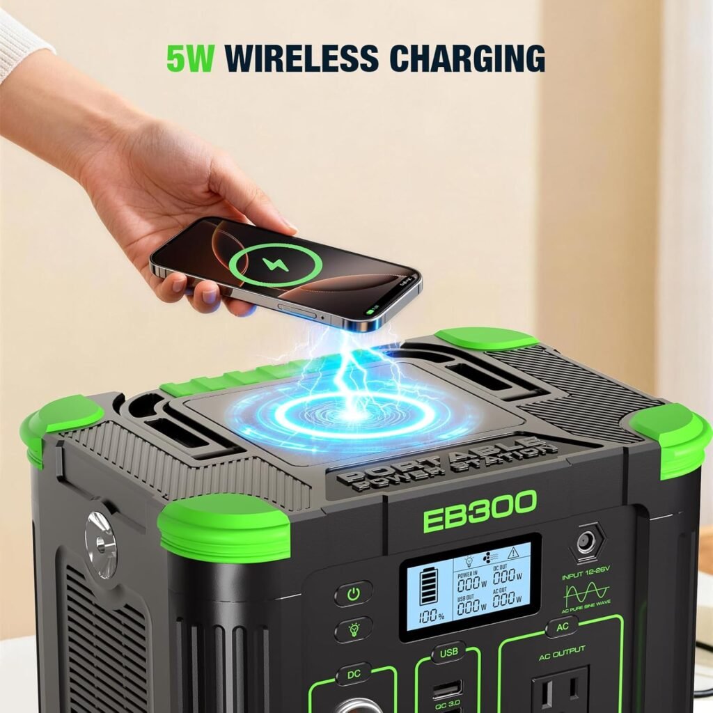 GRECELL 330W Portable Power Station with 100W Solar Panel, 288.6Wh Portable Power Station 330W Solar Generator AC Outlets, Backup for Outdoor Camping, Trip, Power Outage