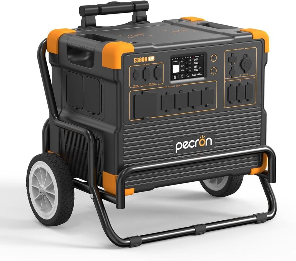 PECRON Portable Power Station 3072Wh E3600LFP, 5x3600W AC Outlets Power Station, LiFePO4 Battery Backup Expanded to 18.43kWh, Fast Charging Solar Generator for Home Use, RV, Camping, CPAP, Emergencies