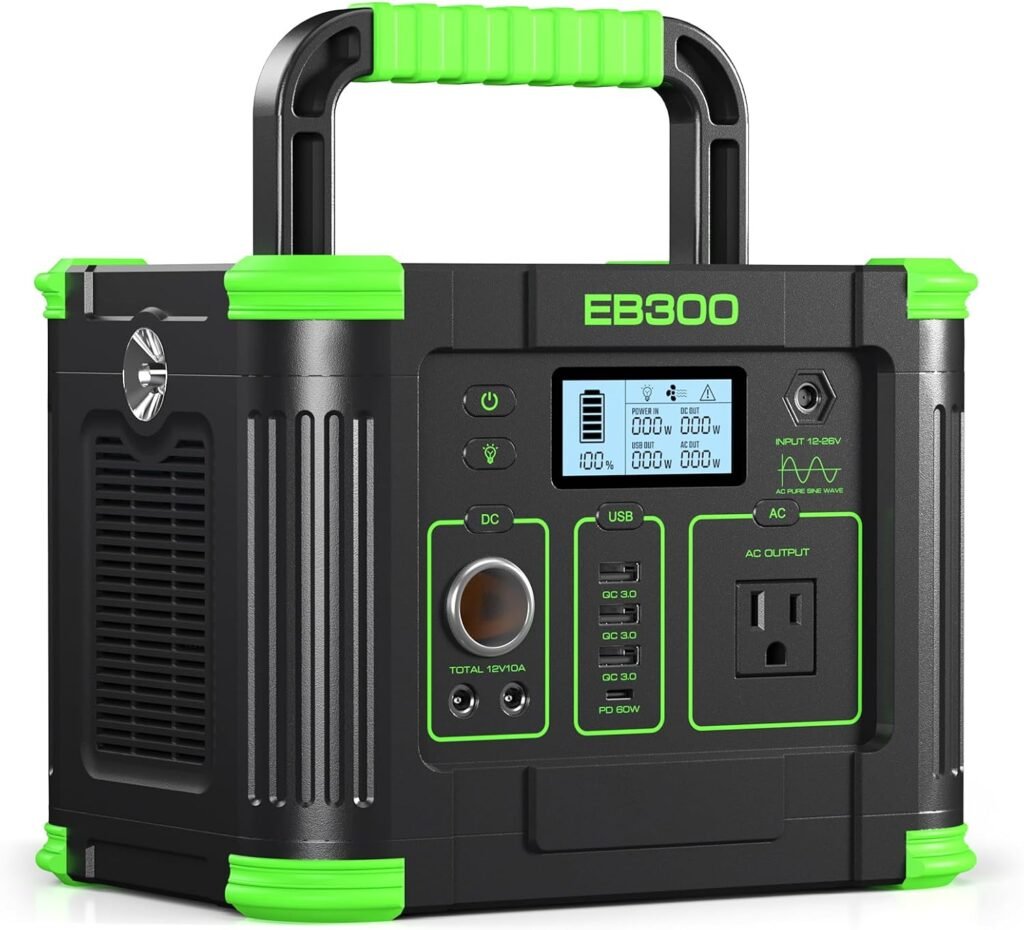 Portable Power Station 330W 288Wh Solar Generator with 60W USB-C PD Fast Charging, Pure Sine Wave AC Outlet, 5W Wireless Charger, LED for Camping, RV, CPAP, Home Emergency Backup, Off-Grid Living