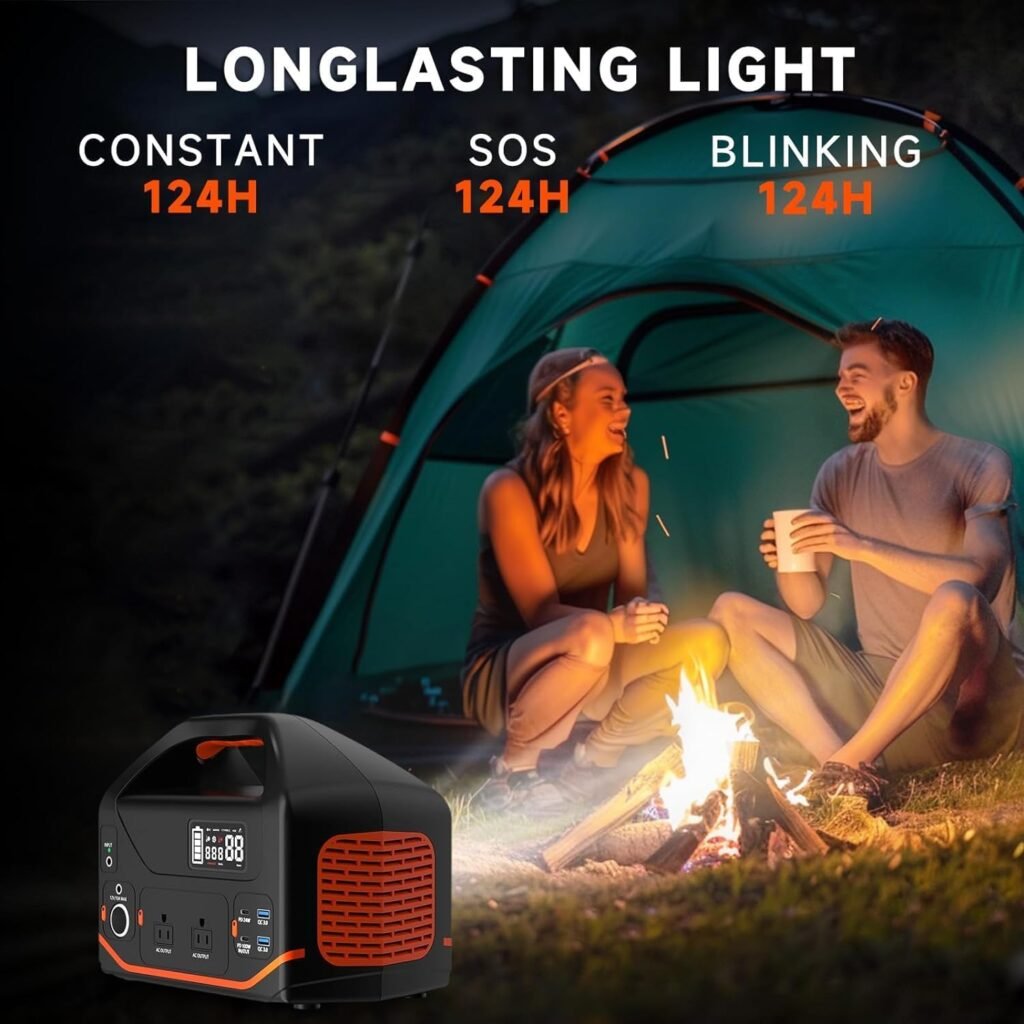 Portable Power Station 600W 293Wh Camping Lithium Battery, Portable Generator for Home Use Emergency Power Station Backup Travel Outdoor 100W PD  110V Pure Sine Wave AC Outlet