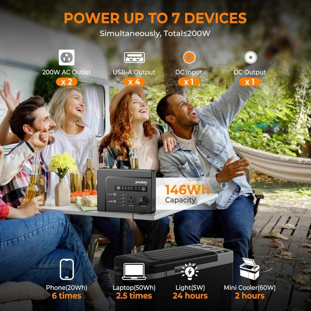 powkey Solar Powered Generator, 200W Portable Power Station with Solar Panels 40W, 146Wh Power Bank with AC Outlet 110V Pure Sine Wave for Outdoor Camping Emergency Home powkey Solar Powered Generator, 200W Portable Power Station with Solar Panels 40W, 146Wh Power Bank with AC Outlet 110V Pure Sine Wave for Outdoor Camping Emergency Home