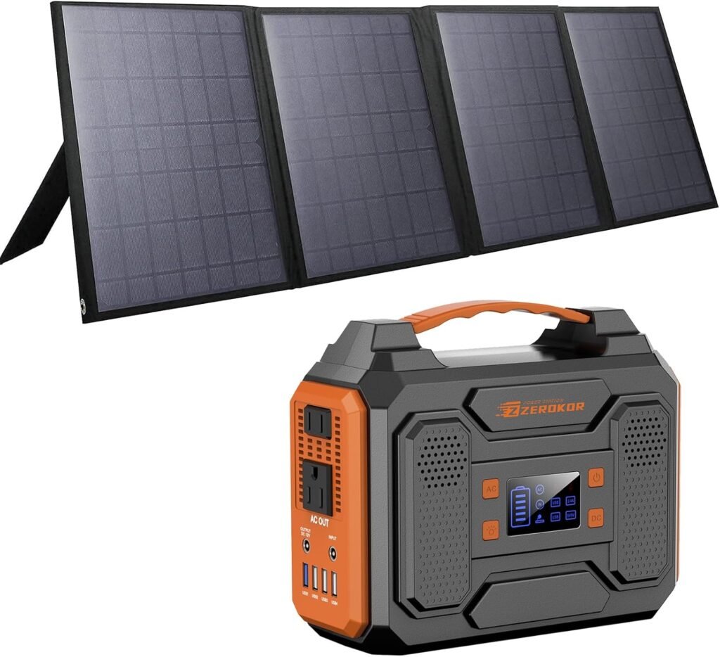 ZeroKor Solar Generator with Panel, 300W Portable Power Station with Solar Panel 40W, 110V Pure Sine Wave AC Outlet Electric Generator for Home Use Outdoor RV Camping ZeroKor Solar Generator with Panel, 300W Portable Power Station with Solar Panel 40W, 110V Pure Sine Wave AC Outlet Electric Generator for Home Use Outdoor RV Camping