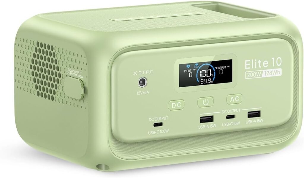 BLUETTI Elite Mini Portable Power Station, 128Wh LiFePO4 Battery with 200W AC Outlet, 10ms UPS Backup, Fast Recharge Solar Generator for Camping, Travel  Outage Emergency Backup (Meadow Green)