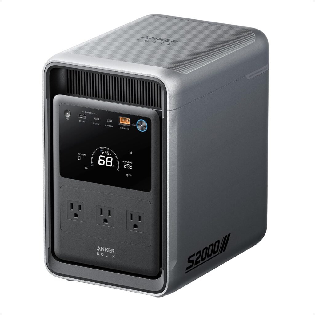 Anker SOLIX S2000 Portable Power Station, 2,010Wh, 1,500W, Home Backup, UPS | 2,010Wh LiFePO4 Battery, Up to 35-Hour Fridge Backup, 1,500W Solar Generator for Home, UPS, Outdoor, and Emergency Use Anker SOLIX S2000 Portable Power Station, 2,010Wh, 1,500W, Home Backup, UPS | 2,010Wh LiFePO4 Battery, Up to 35-Hour Fridge Backup, 1,500W Solar Generator for Home, UPS, Outdoor, and Emergency Use
