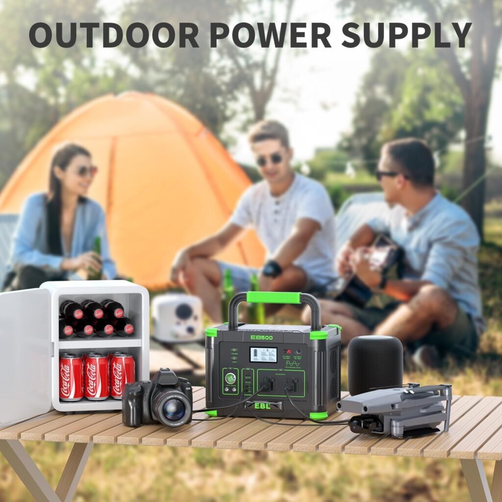 EBL Portable Power Station 500w(Peak 1000W), Camping Solar 519.48Wh Outdoor