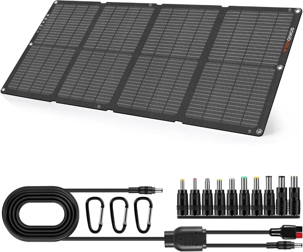 SOKIOVOLA 100W Portable Solar Panel for Power Station,ETFE Portable Foldable Solar Charger NextGen 25% High Conversion IP68 Waterproof Solar Panel for Camping Outdoor RV Blackout