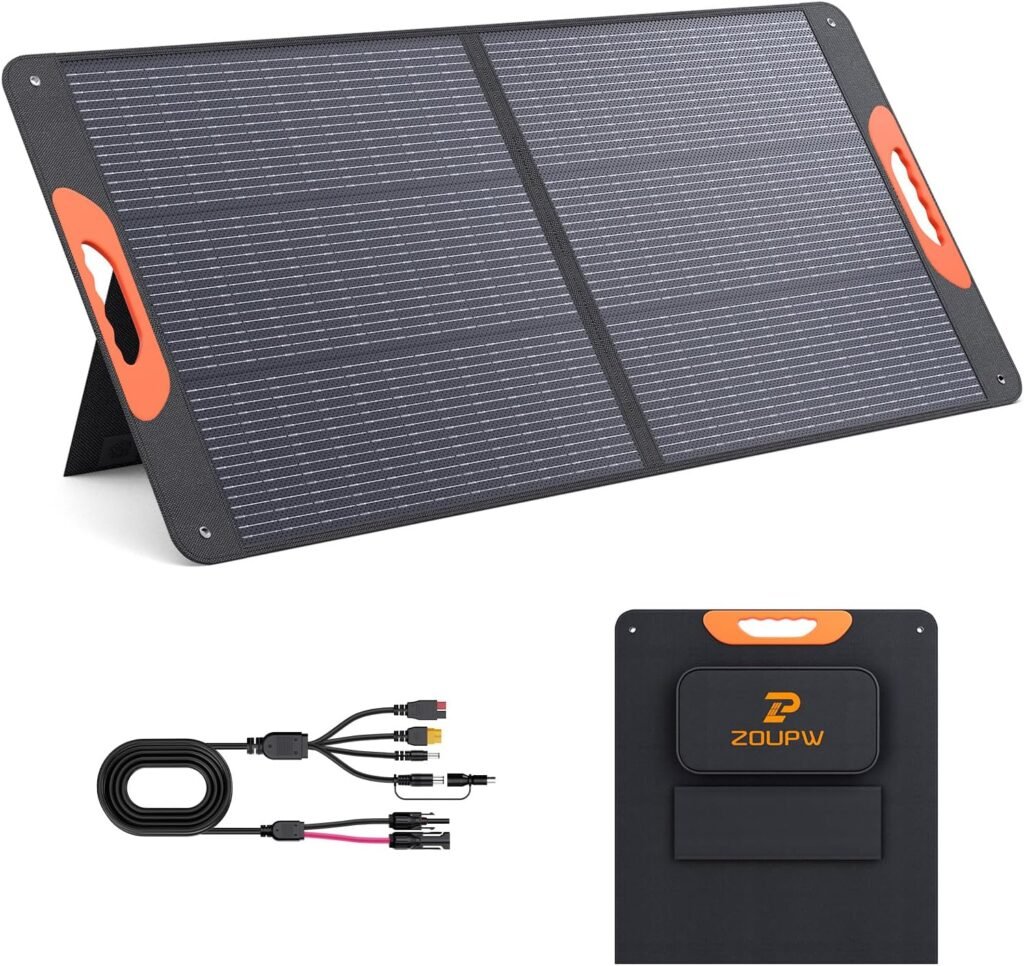 ZOUPW Watt Portable Solar Panel for Power Station,25.6% Efficiency | N-Type 16BB Foldable Solar Panel for Jackery/Ecoflow/Anker Solix/Bluetti, IP67 Waterproof for Camping RV Offgrid Power