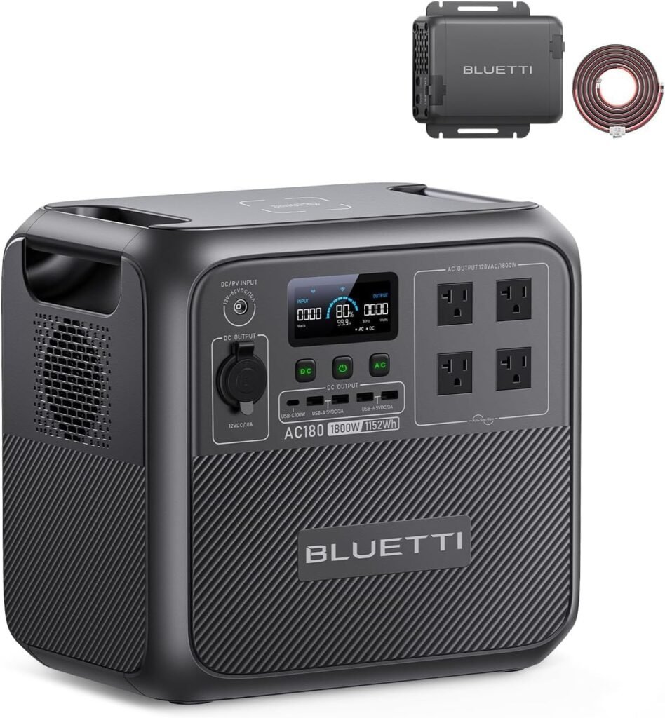 BLUETTI AC180 Solar Generator with Charger 1152Wh Portable Power Station